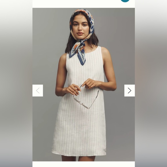 Reformation Jessi Linen Dress Swan Strip - Picture 2 of 7